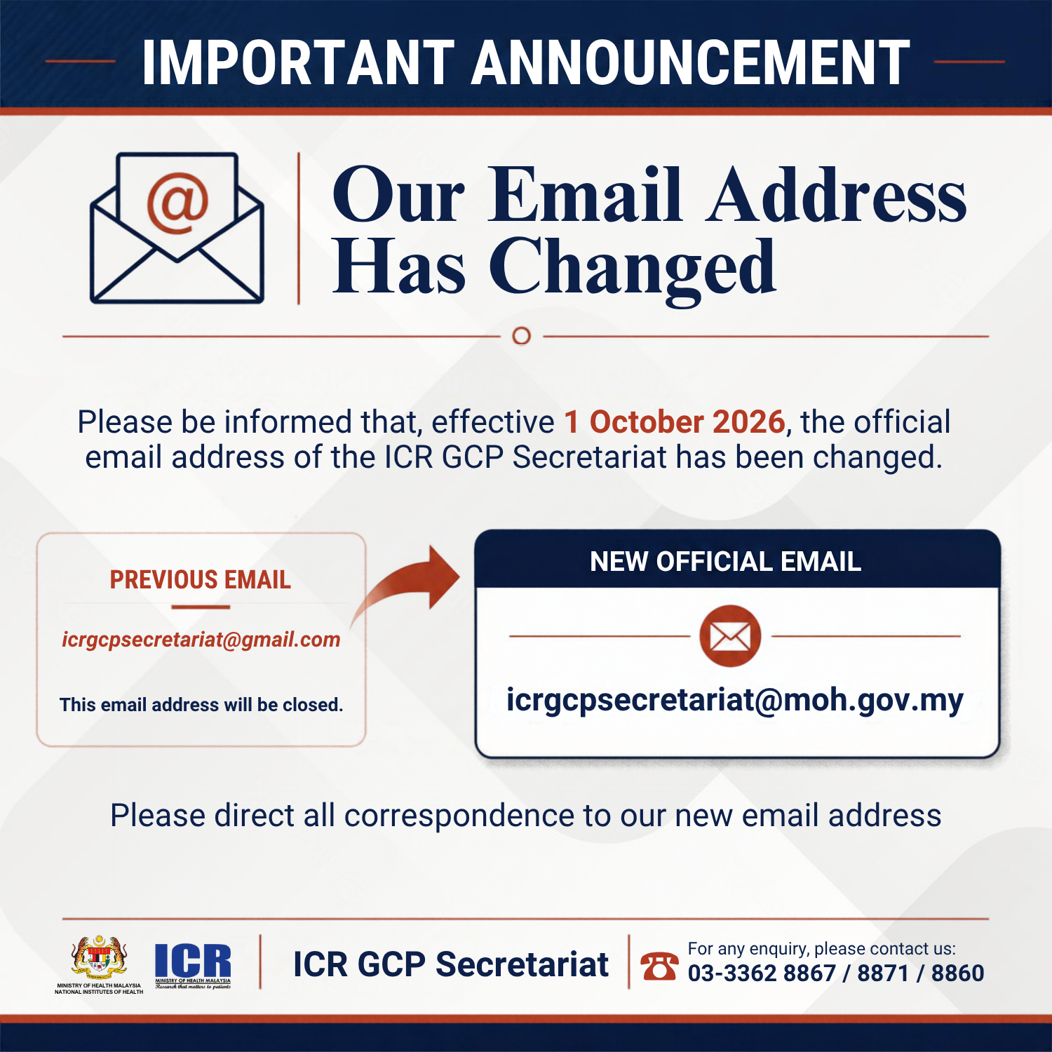 Announcement GCP - Our Official Email Address Has Changed (2026)